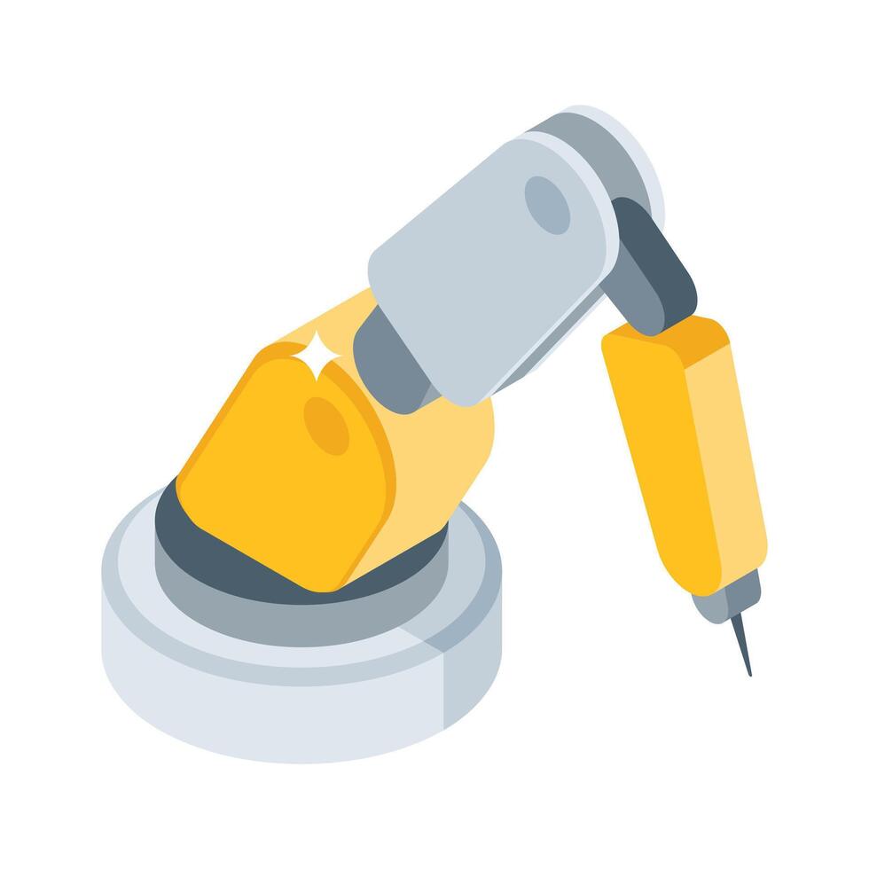 Easy to edit isometric icon of precision robotic arm vector