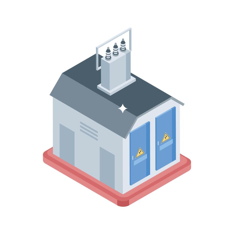 Trendy isometric style icon of electrical substation layout vector