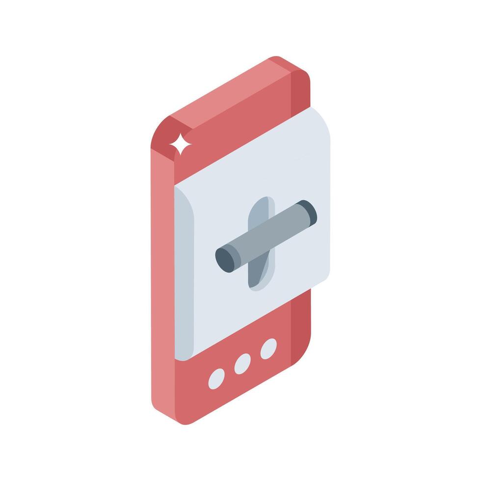 A captivating isometric icon showing mounted lever control system vector
