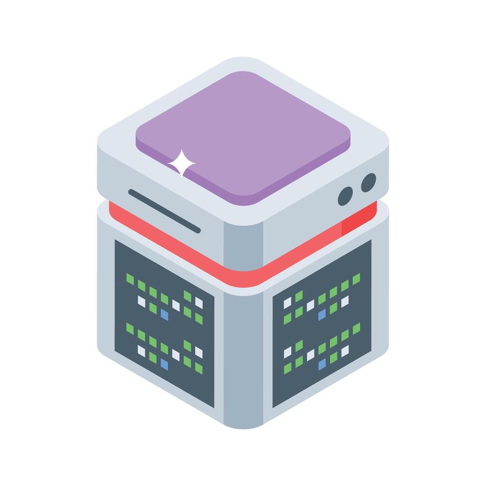 Here is an isometric icon showing server data management vector