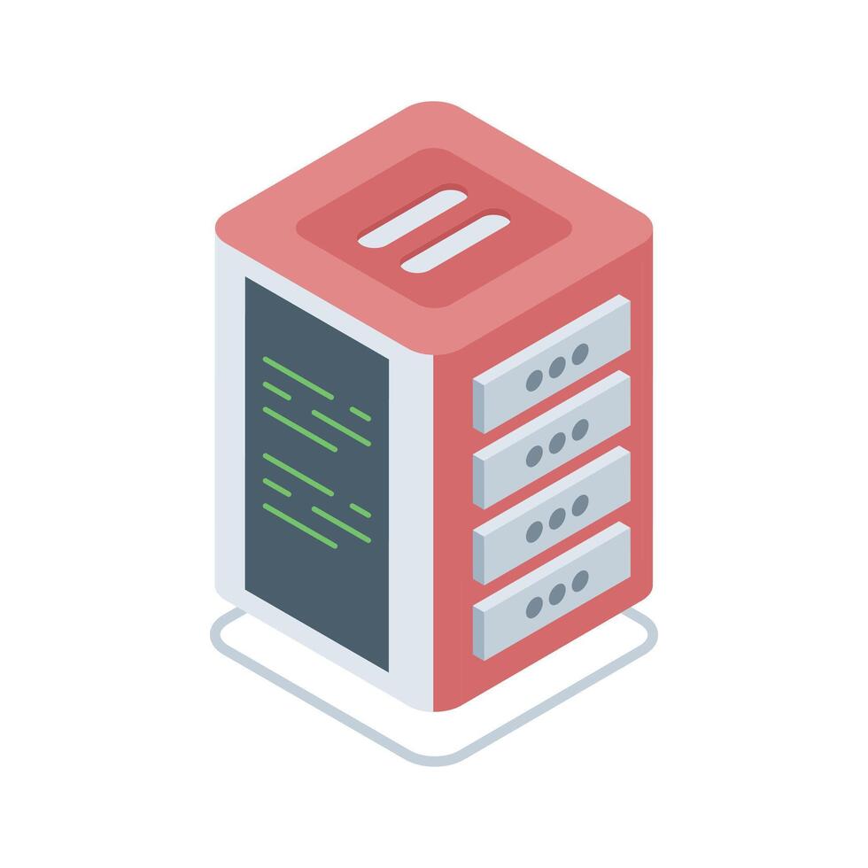 A well crafted isometric icon of server rack storage vector