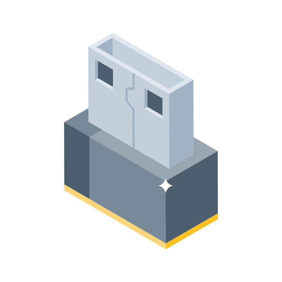 Grab this isometric icon showing usb port connection vector