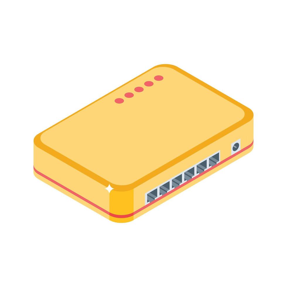 An eye-pleasing isometric icon showing usb hub connection vector
