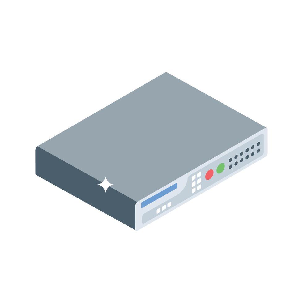 A well crafted isometric style icon of dvd player device vector