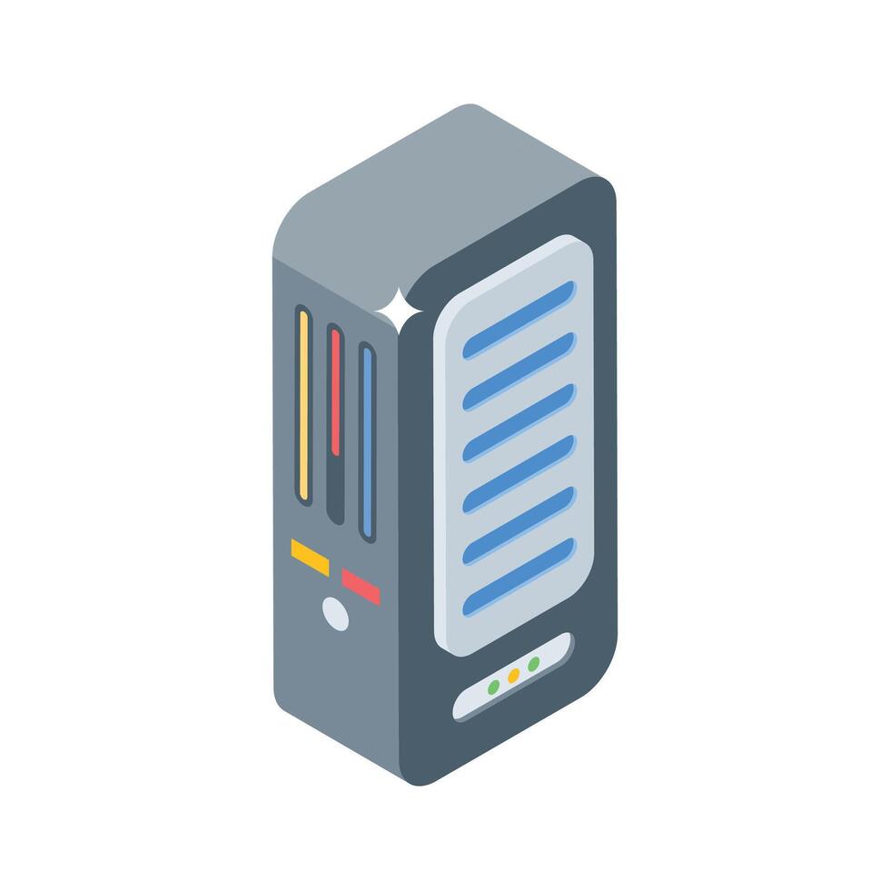 An amazing isometric style icon of server tower hardware vector