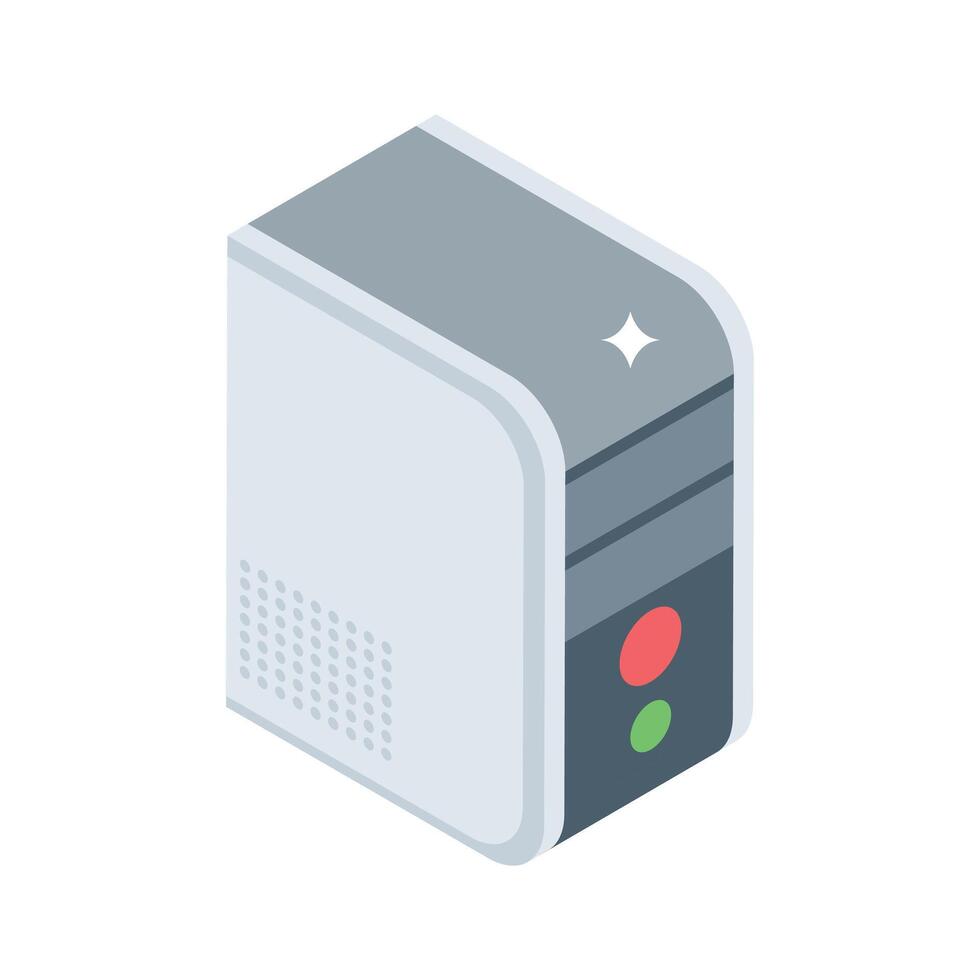 Explore this isometric style icon of processing unit vector