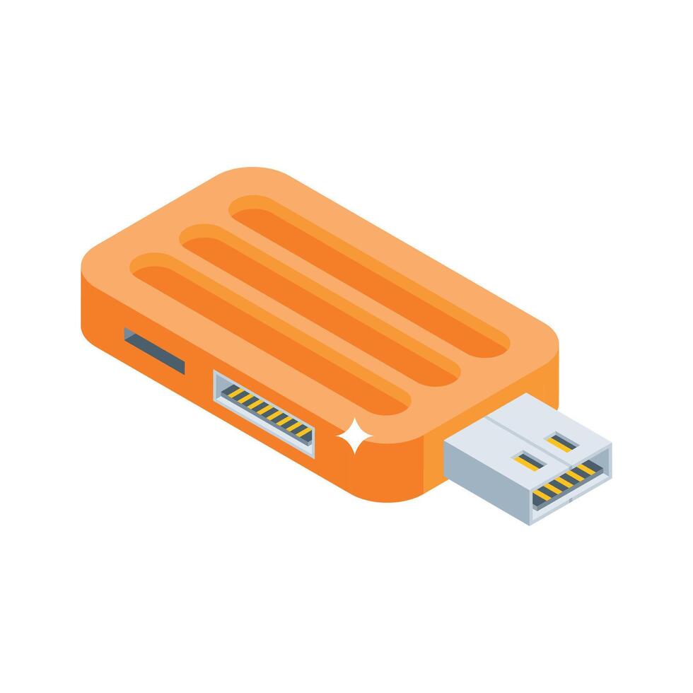 Have a look at this isometric icon showing usb storage device vector