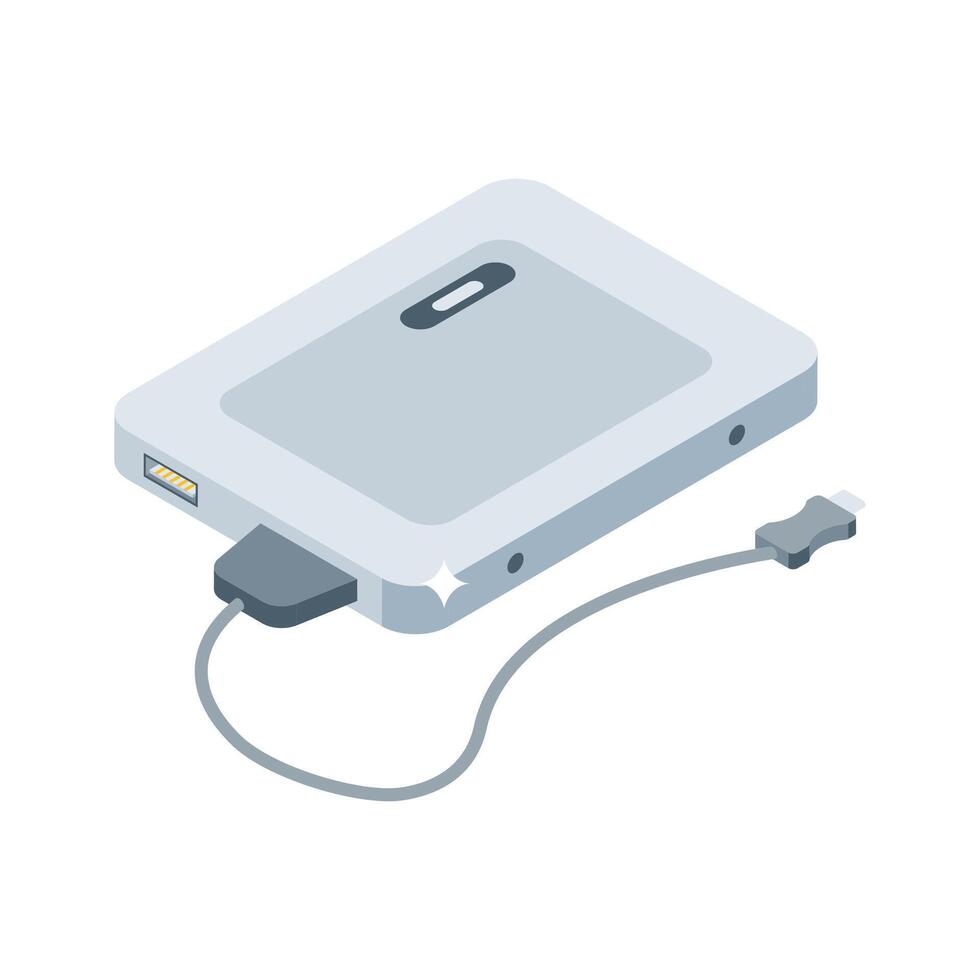 A captivating isometric style icon of portable disk unit vector