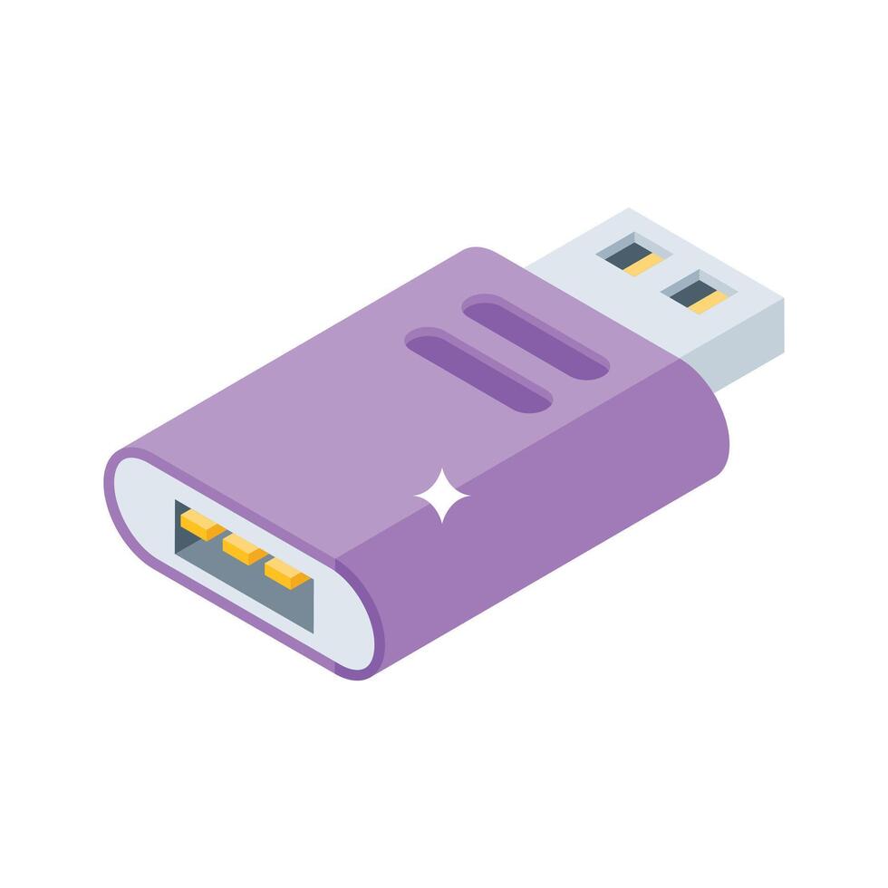 Check out this isometric style icon of flashdrive usb device vector
