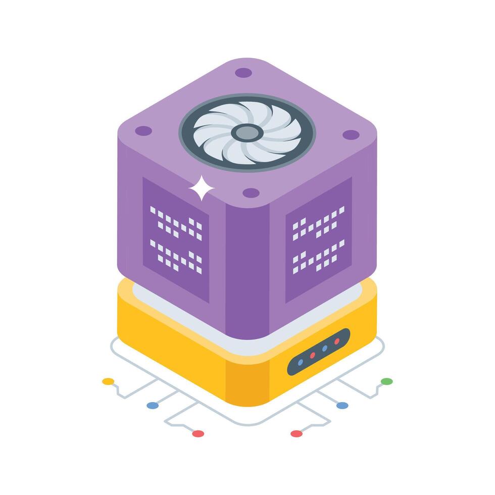 An amazing isometric style icon of server fan cooling unit vector