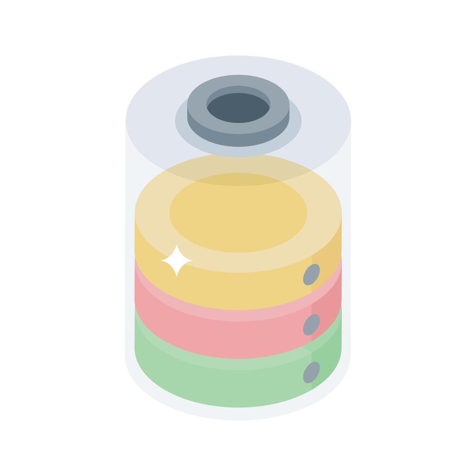 An eye-pleasing isometric icon showing power cell battery vector