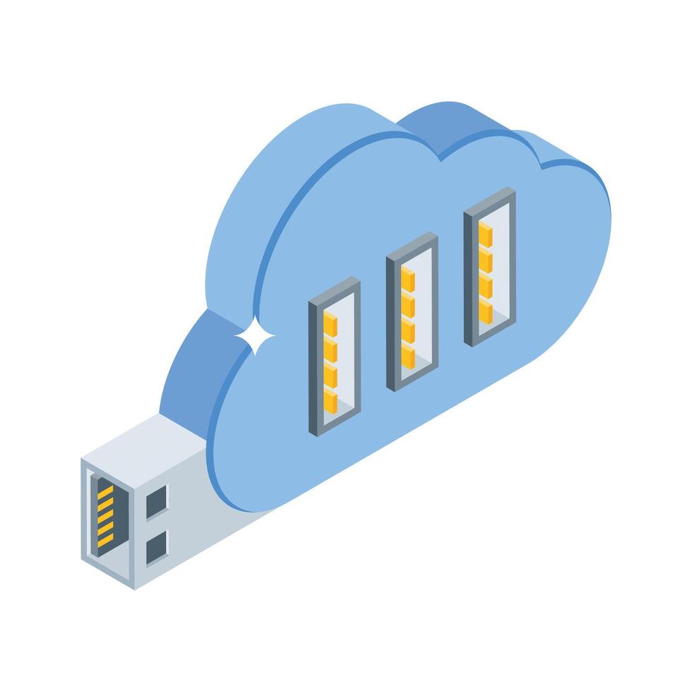 Have a look at this isometric icon of cloud usb sync vector