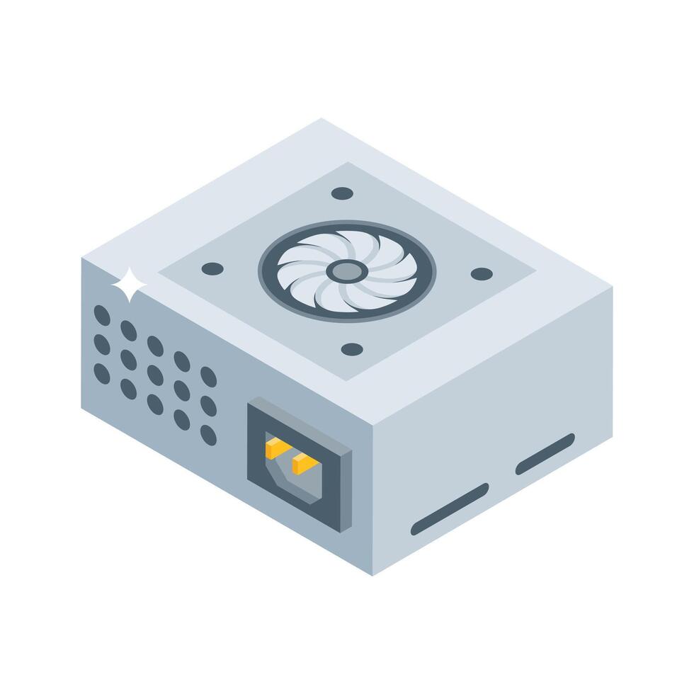 Discover this isometric style icon of supply unit power source vector