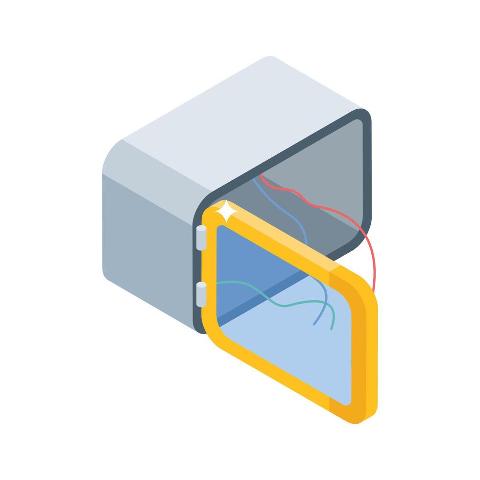 An engaging isometric icon of server wiring setup vector