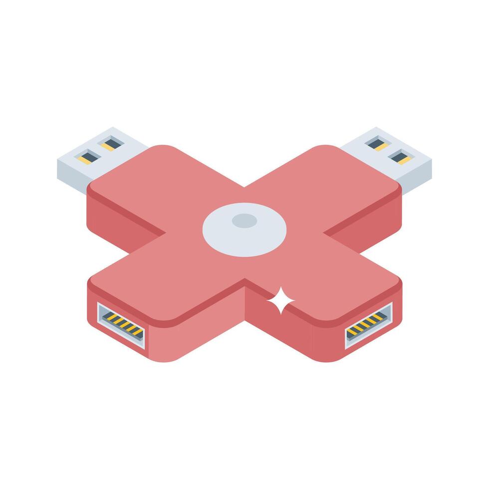 Check out this isometric icon showing multiple usb ports vector