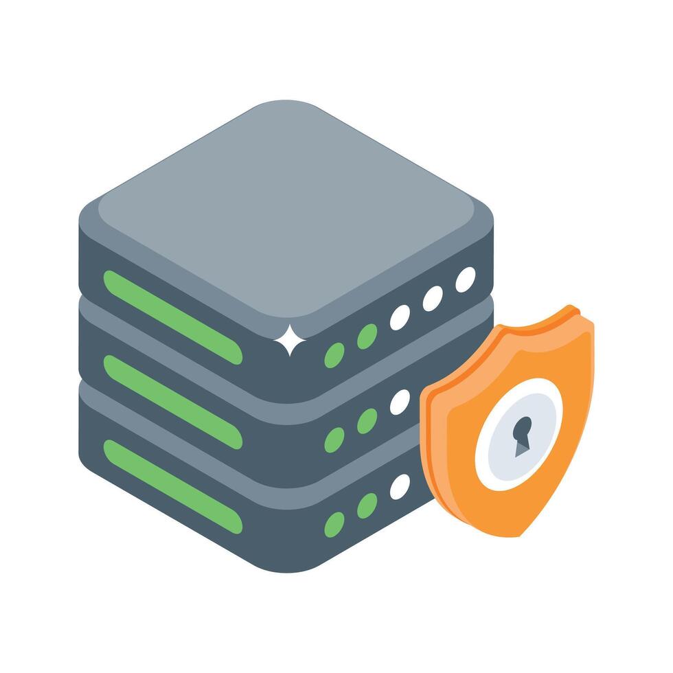 Take a glance at this isometric style icon of server security vector