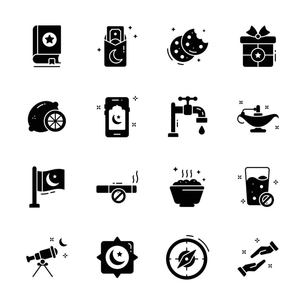 Download our premium line icon collection showing ramadan rituals. vector