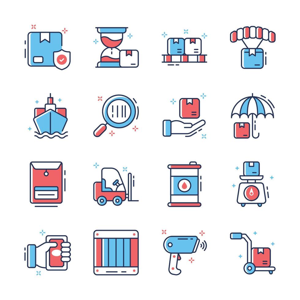 Download our premium bundle of delivery and logistics outline icons vector
