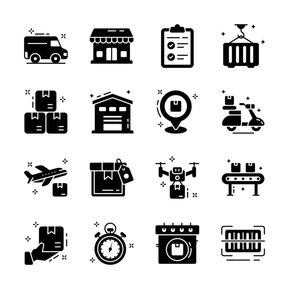 Get this amazing collection of delivery services outline style icons. vector