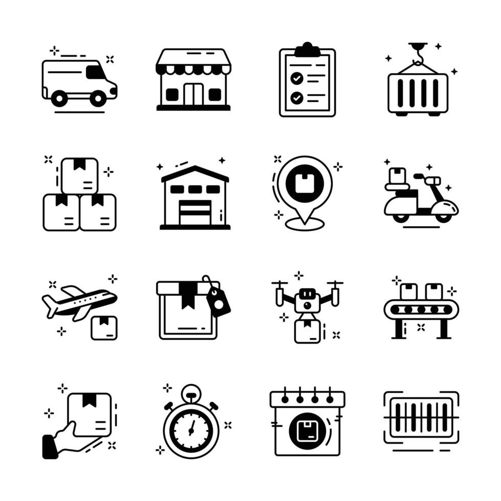 Get this amazing collection of delivery services outline style icons... vector