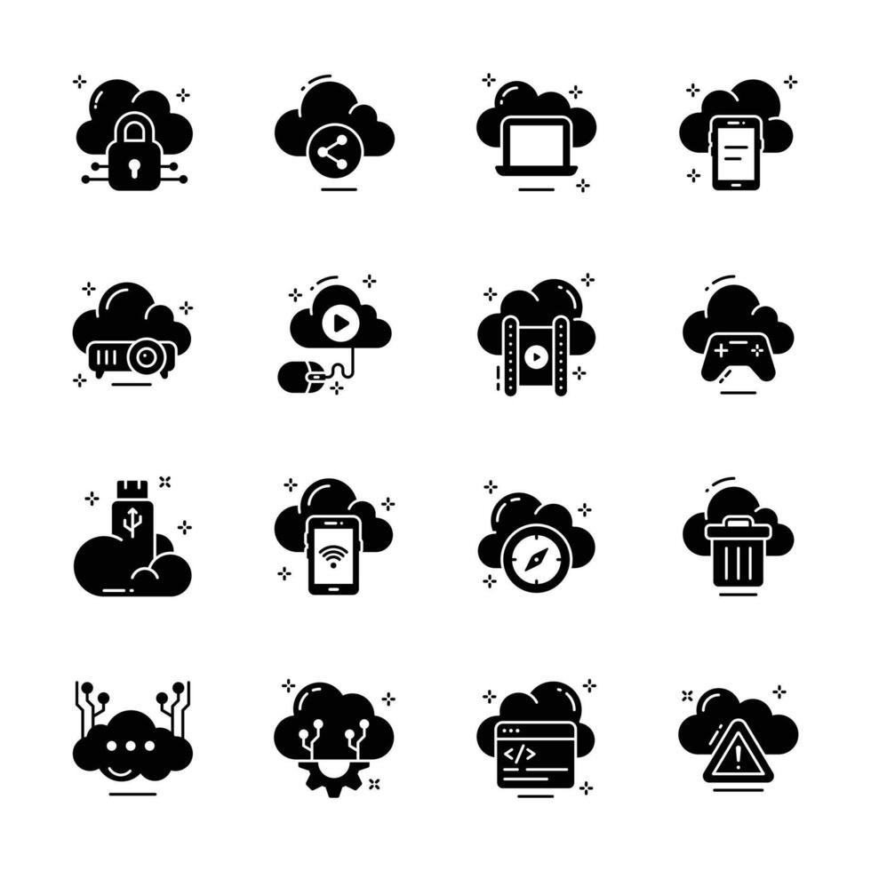 Check out premium bundle of cloud technology and backup line icons. vector