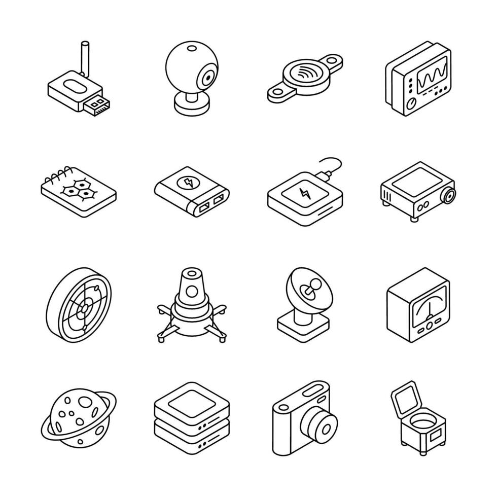 Get this Trendy collection of science and technology isometric icons... vector