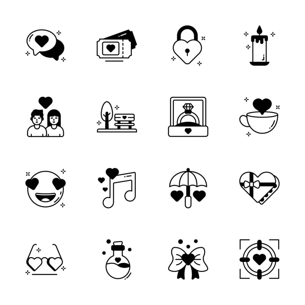 Have a look at this amazing pack of valentine day linear icons.. vector