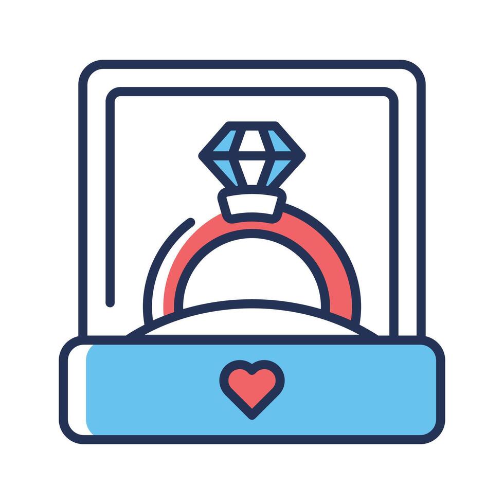 Easy to edit line style icon depicting engagement ring box vector