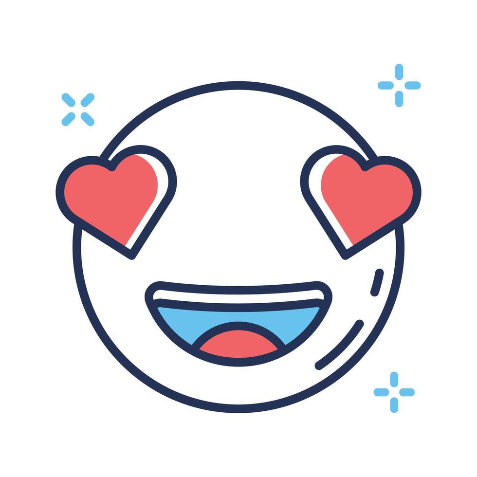 Get a sight of this latest outline icon of heart eyes emoji vector