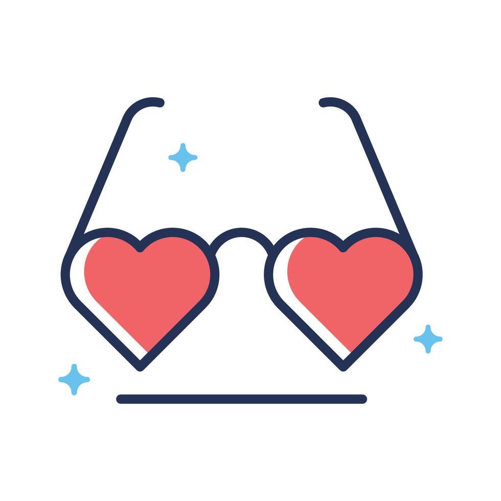 Here is a premium outline icon of heart glasses vector