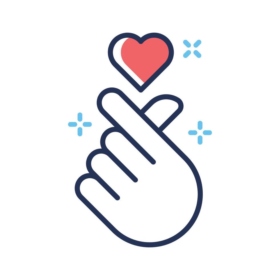 A well crafted line icon showing mini love gesture vector