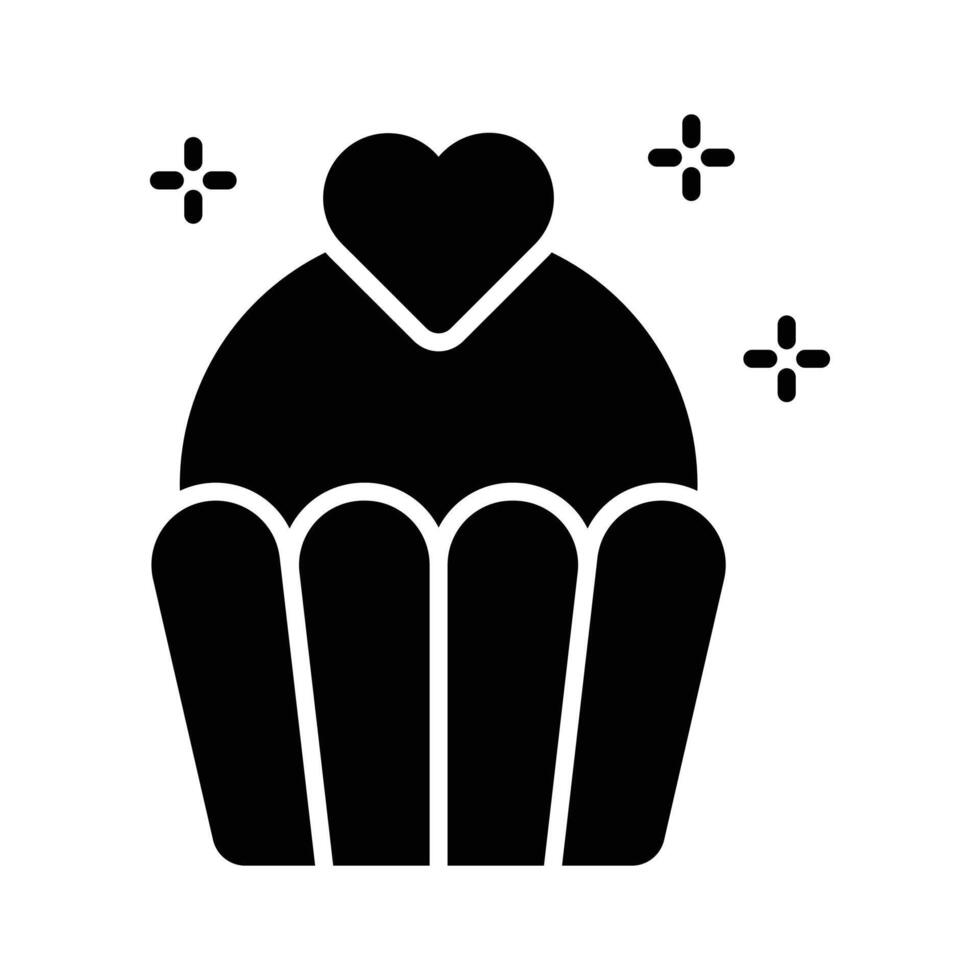 A well crafted line style icon of valentine cupcake with heart topping. vector