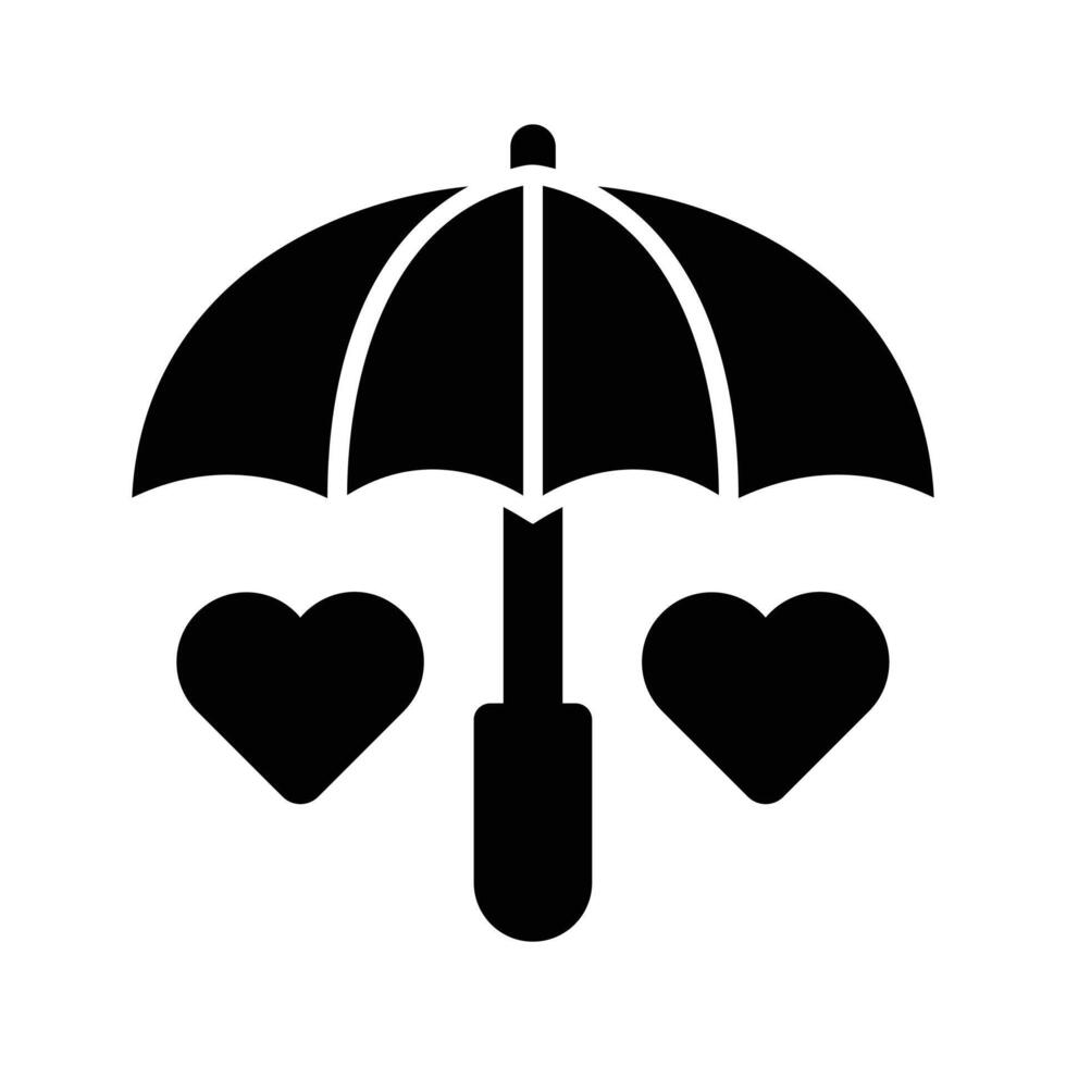 A captivating line style icon of rain romance umbrella with hearts. vector