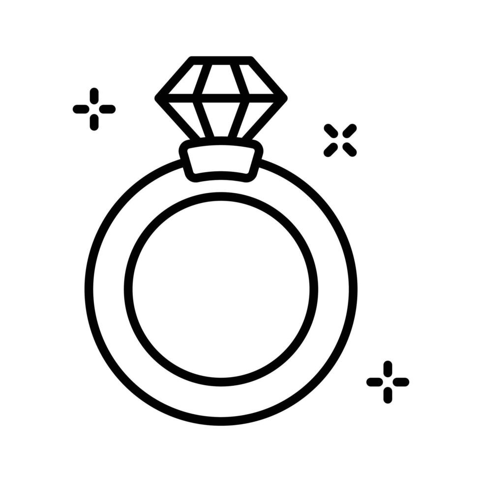 Ready to use linear style icon of diamond ring.. vector