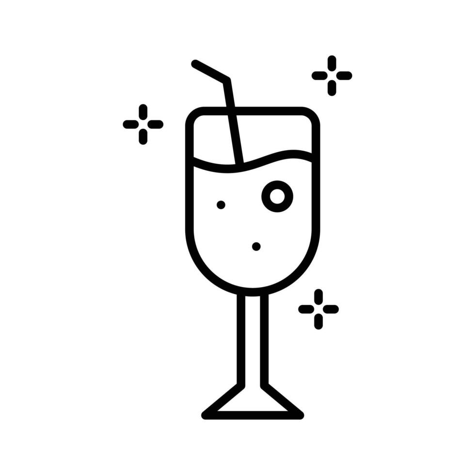 Check out our premium line style icon depicting champagne glass with a straw.. vector
