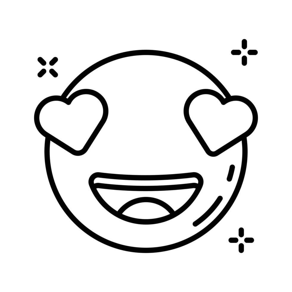 Get a sight of this latest outline icon of heart eyes emoji.. vector