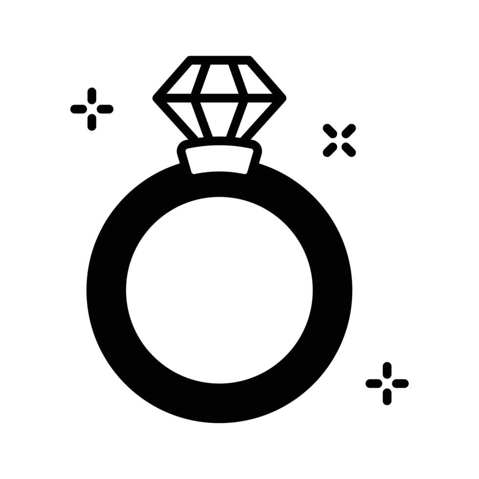 Ready to use glyph style icon of diamond ring vector