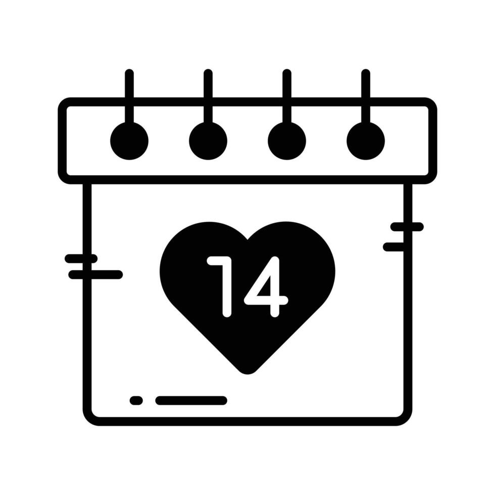 Visually appealing glyph icon depicting valentine day calendar vector