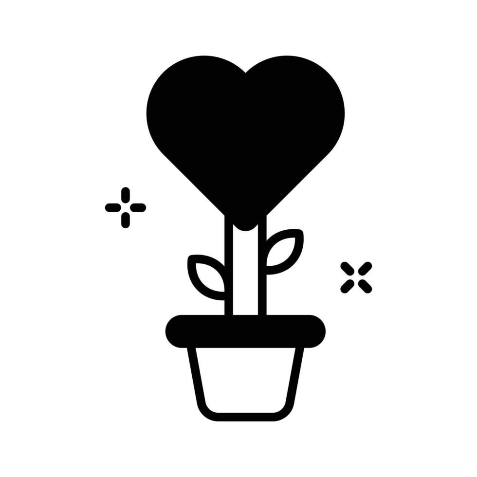A well designed glyph icon of love growth heart plant vector