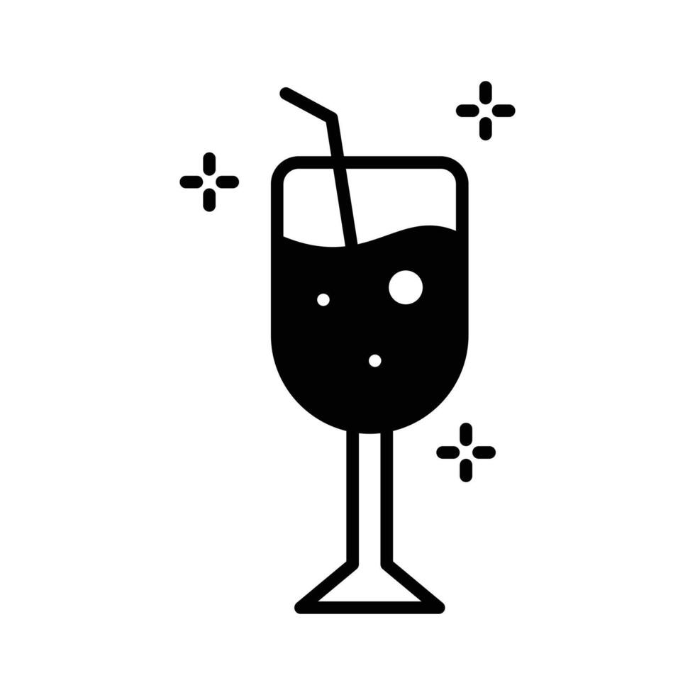Check out our premium glyph style icon depicting champagne glass with a straw vector