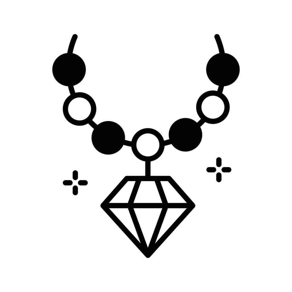 Catch a sight of this latest glyph icon of diamond necklace vector