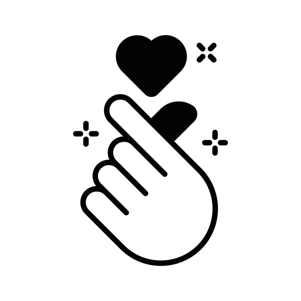 A well crafted glyph icon showing mini love gesture vector