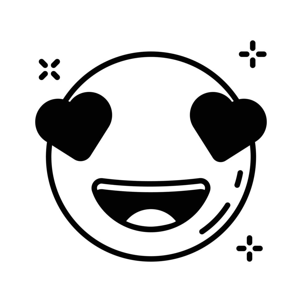 Get a sight of this latest glyph icon of heart eyes emoji vector