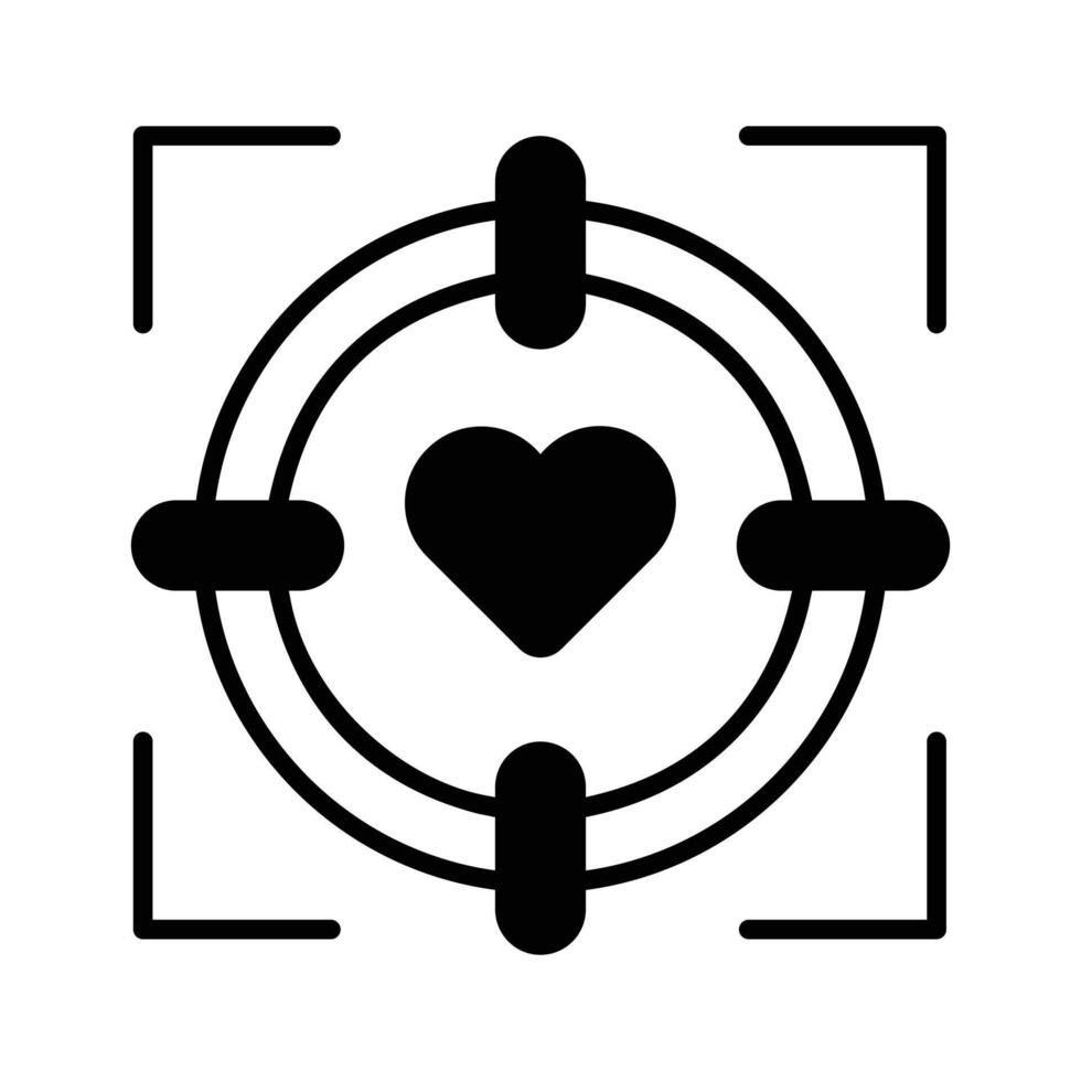Ready to use glyph icon showing love target vector