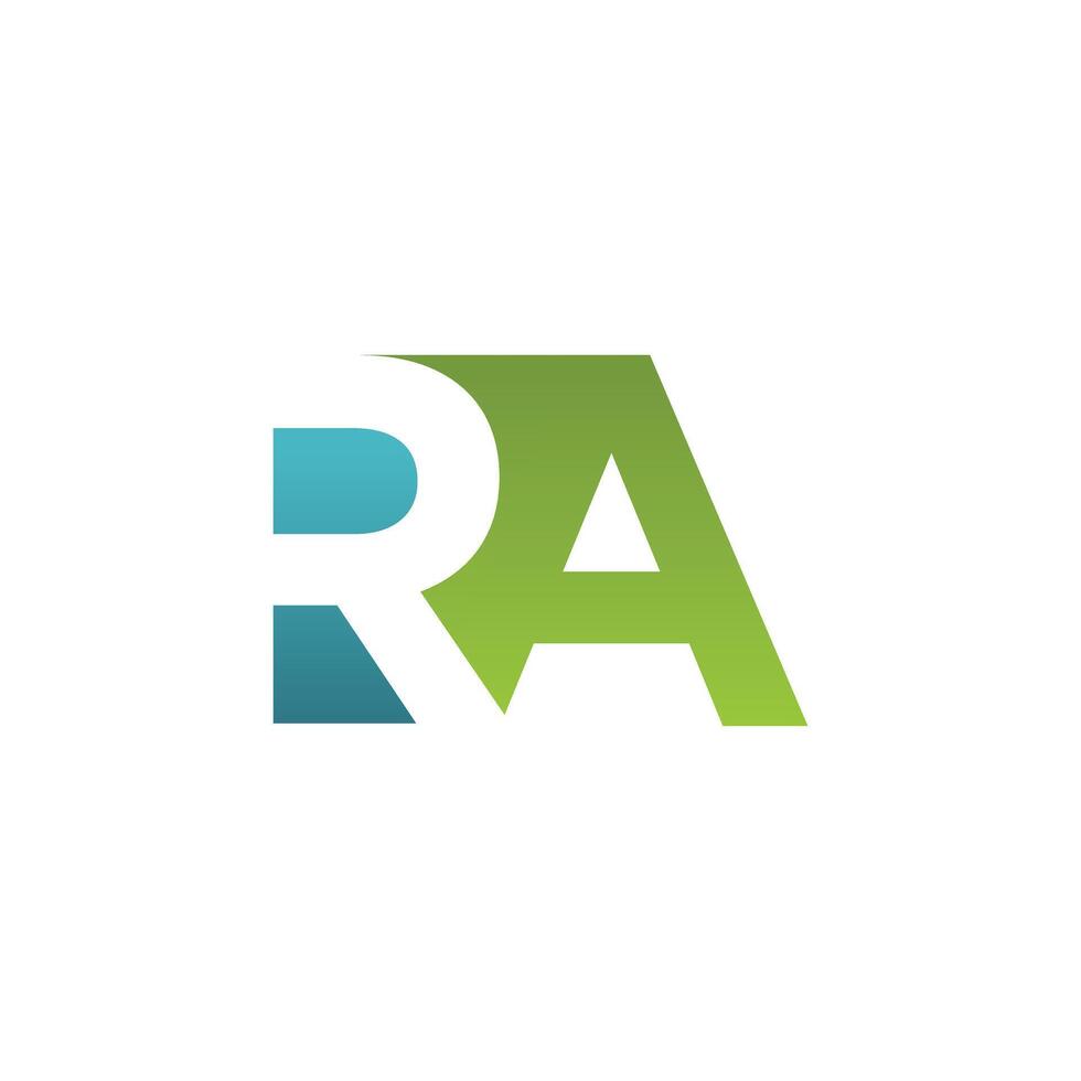 RA negative space letter logo design vector