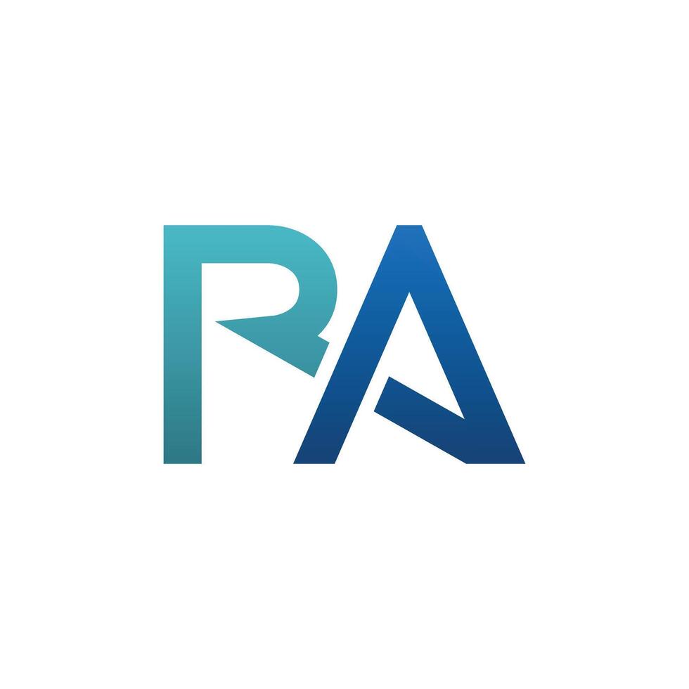 Abstract initial letter RA logo in gradient blue color. vector