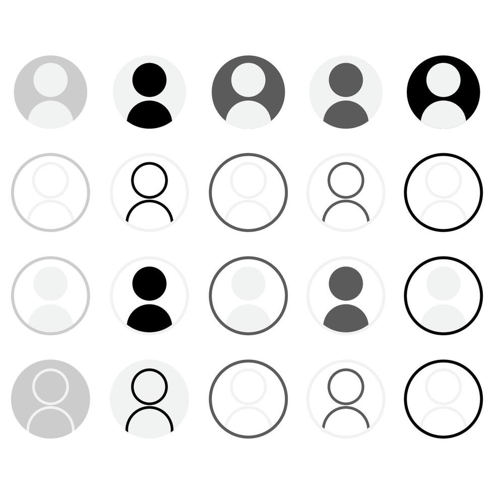 Blank Profile Avatar Icon Set for User Interface Design vector