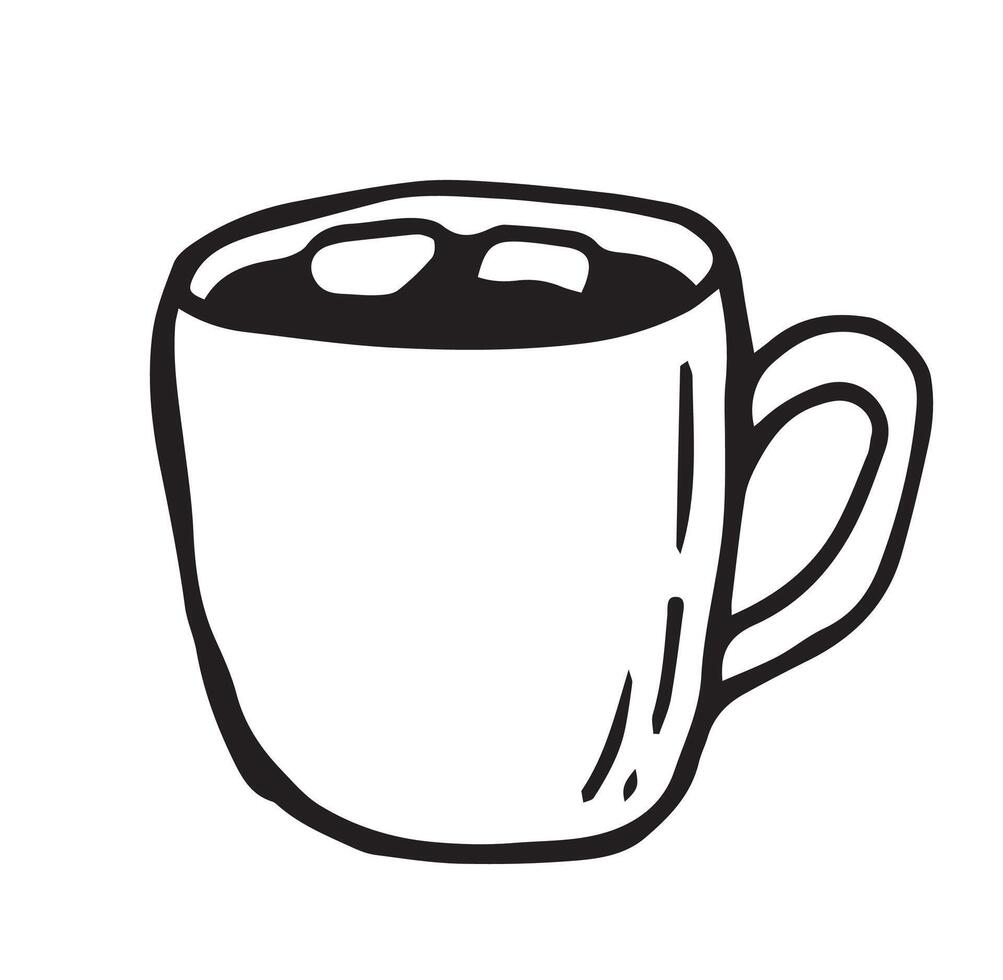 Hot chocolate with marshmallows. Simple doodle illustration. vector