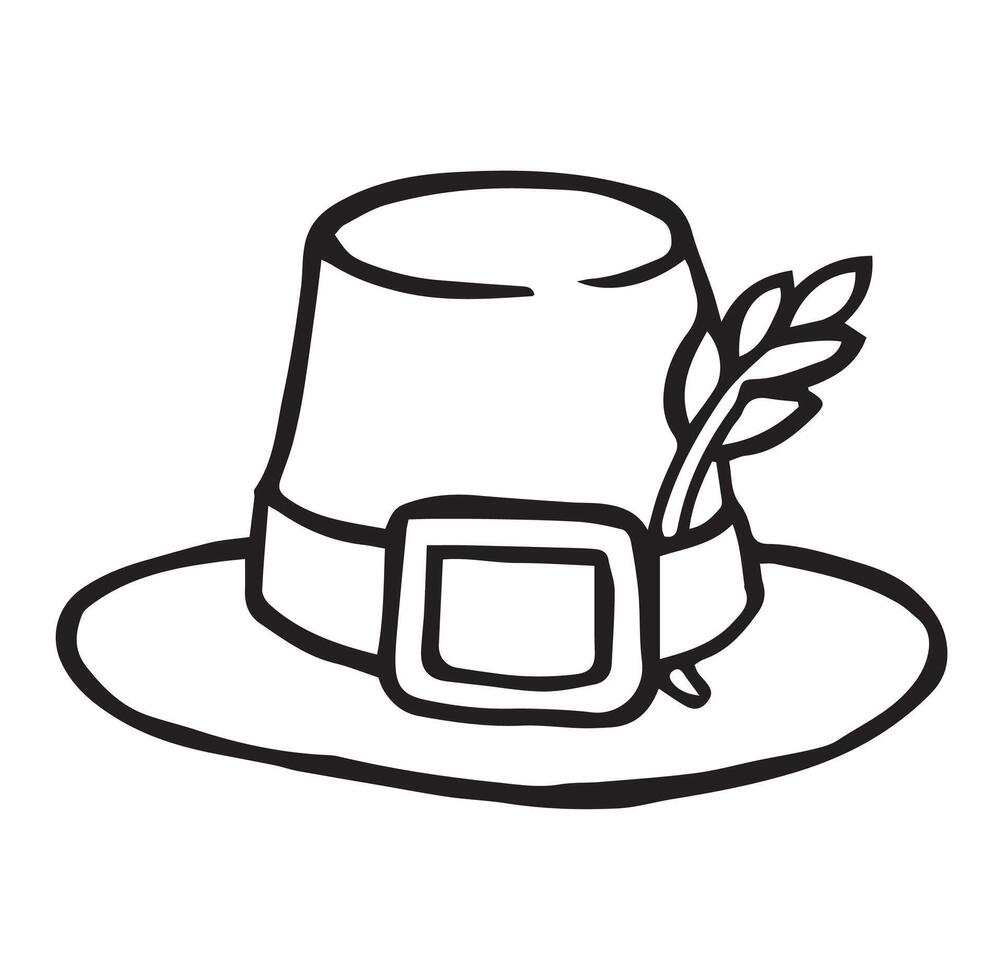 Pilgrim hat, thanksgiving day. Simple doodle style illustration. vector