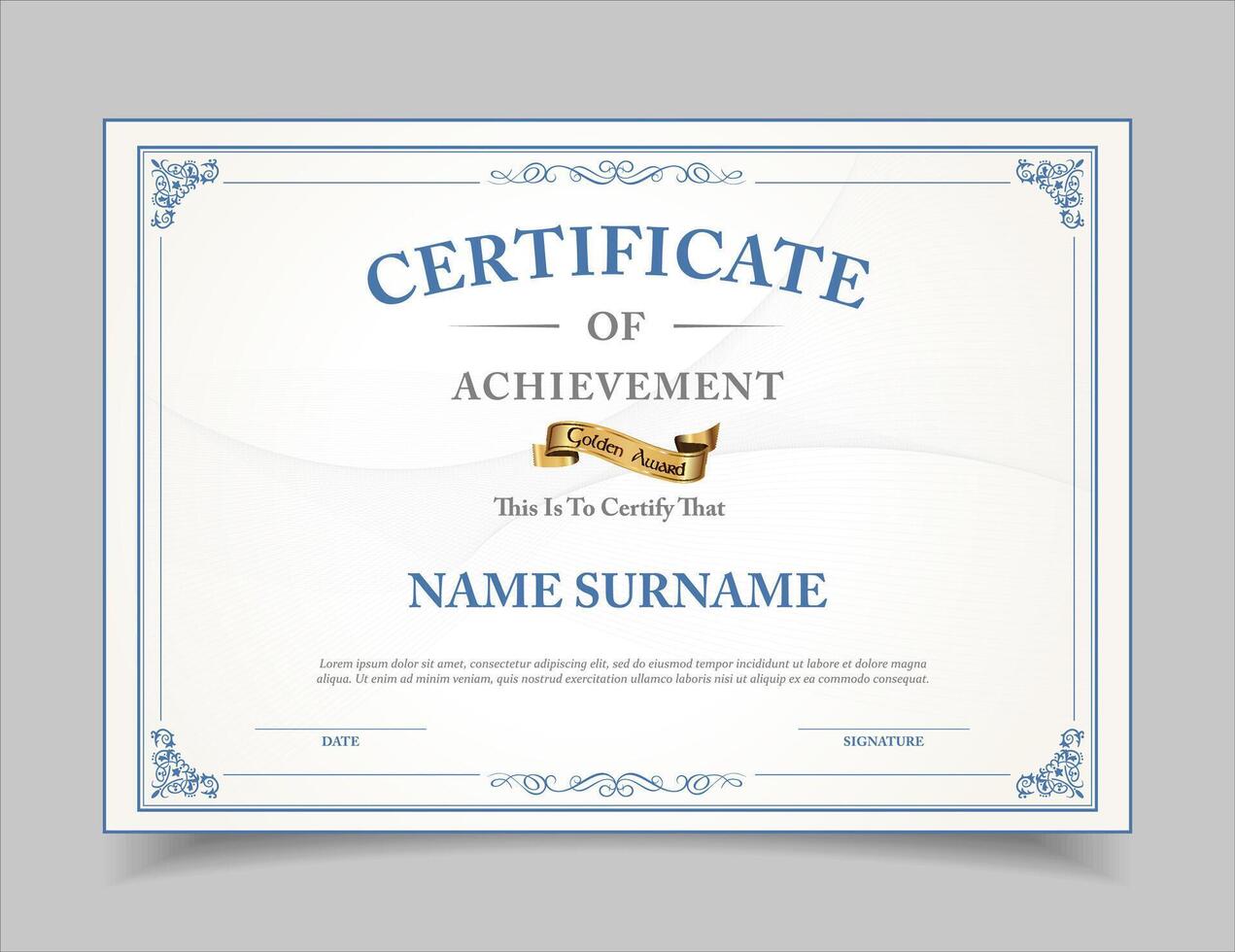 Certificate template diploma background vector